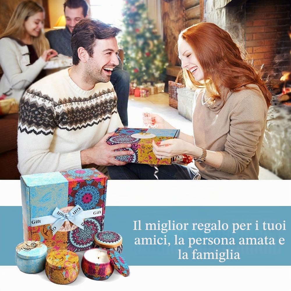 CREASHINE Candele Profumate Regalo 4 * 5,6 Oz Set Decorative,Regalo Donna,Cera di Soia Naturale Regali Natale/San Valentino/Nozze/Mamma/Anniversario/Compleanno