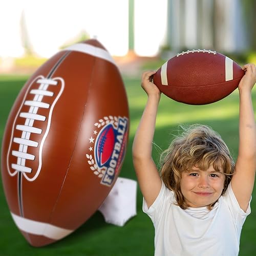 Miniatura 4 de Bencailor 2 piezas de decoración de fiesta de fútbol inflable gigante con juego de camiseta para juego, grandes balones de fútbol inflables para