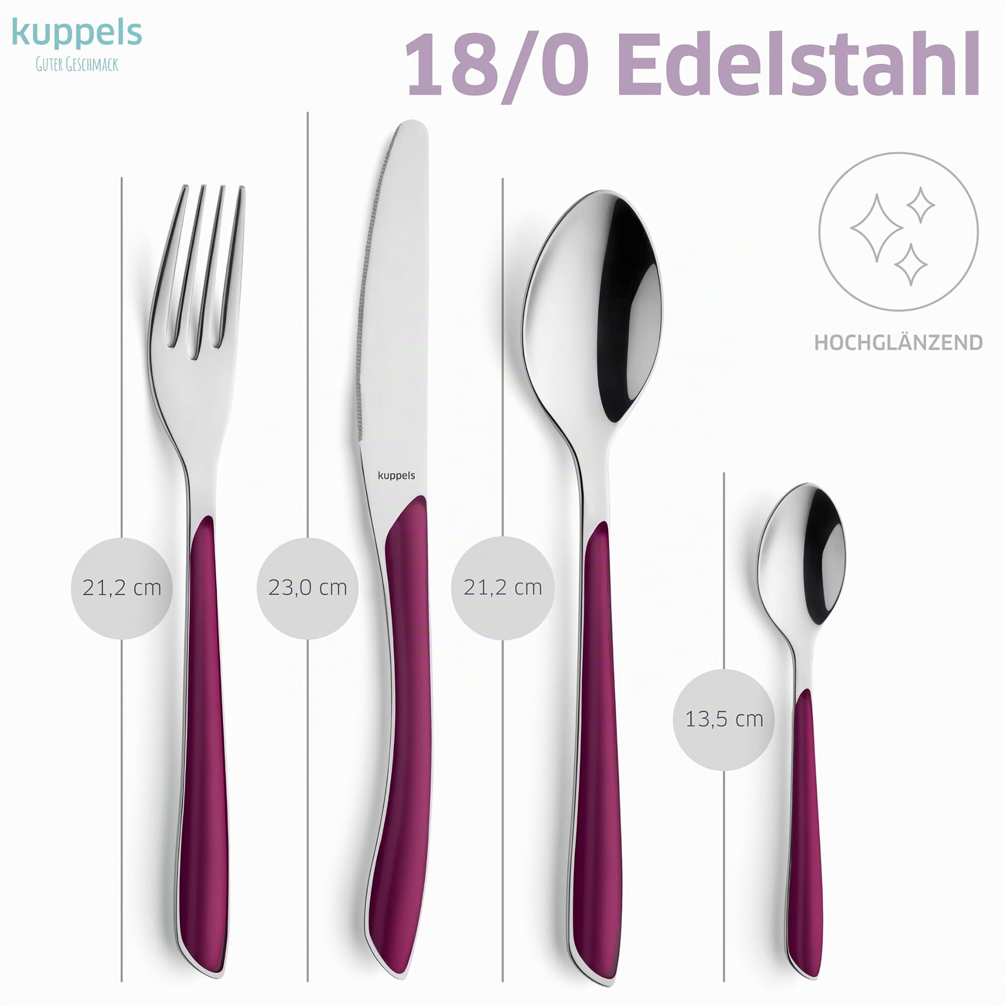 Kuppels PRISMA Besteck Set 24-tlg, 6 Personen, Wildberry, 18/0 Edelstahl
