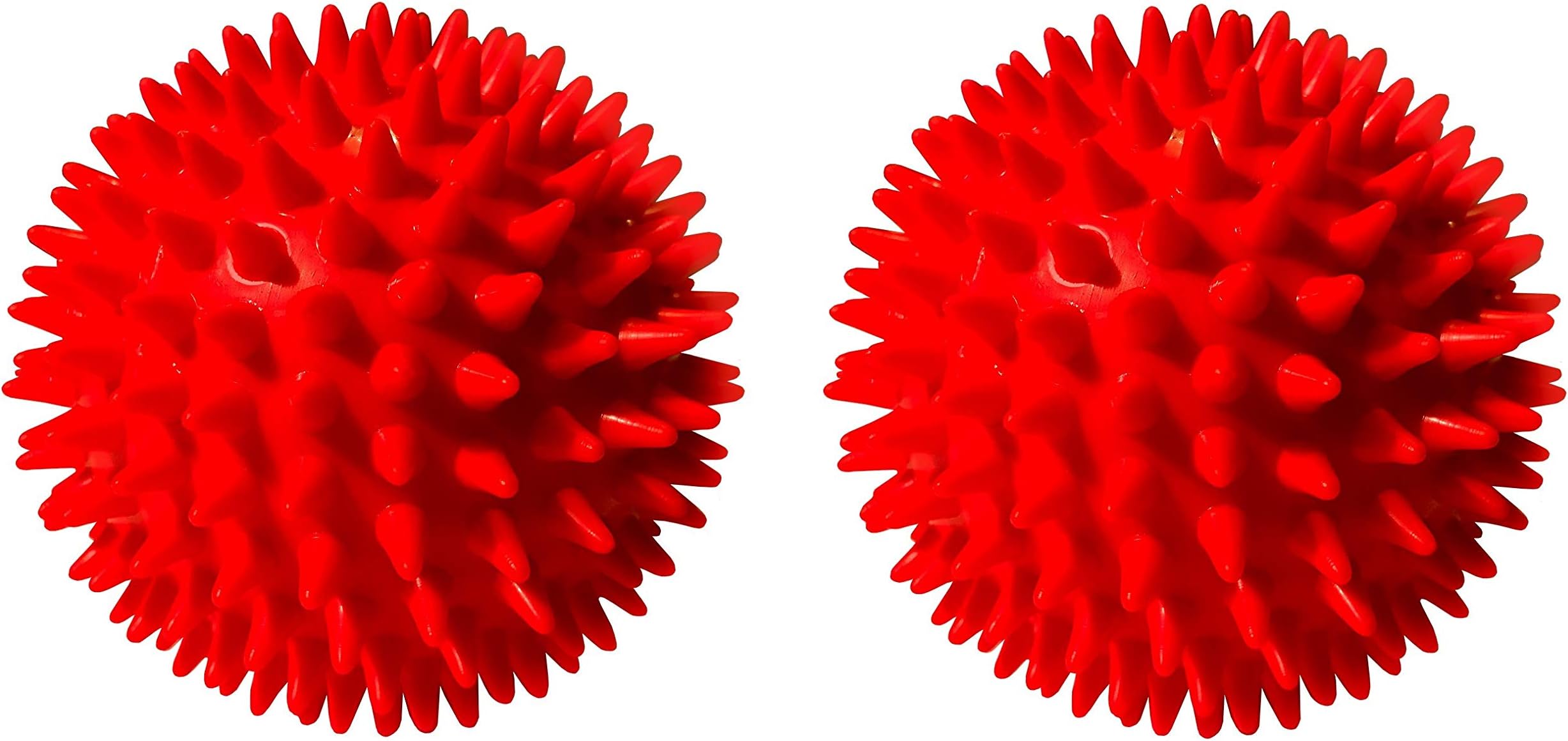 IRIS Massage Ball - Spiky for Deep Tissue Back Massage, Foot Massager, Plantar Fasciitis & All Over Body Deep Tissue Muscle Therapy - Your Compact Muscle Roller, Diameter: 8 cm, 2 Pcs (Red)