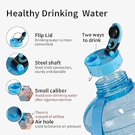 TOOFEEL 2.2 Liters Gym Big Sports Water Bottles for Men - Reusable BPA Free Plastic Clear Water Jug - Unique Water Bottles, Comfurtable to Touch and Easy to Clearn - Transparent Light Blue