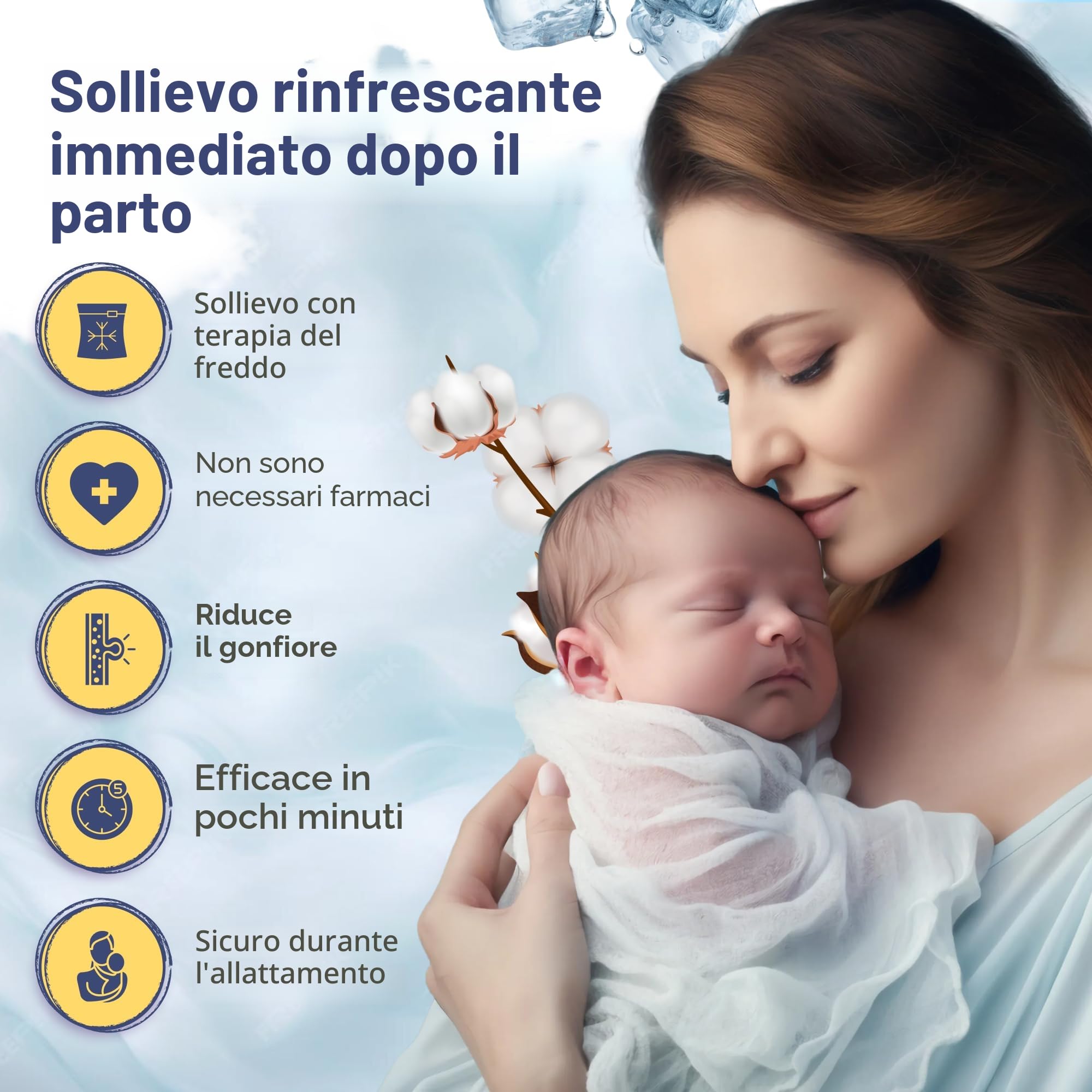 First Days Maternity - impacchi freddi perineali (8), attivazione istantanea, completamente assorbente, perfetto per ospedale o borsa del lavoro, sollievo dal dolore senza droghe dopo la nascita
