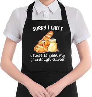 Funny Sourdough Baking Apron with Pockets, Sourdough Gifts for Bakers, Baking Lover Gifts Waterproof Adjustable Cooking Apron for Kitchen Dishwashing Grilling