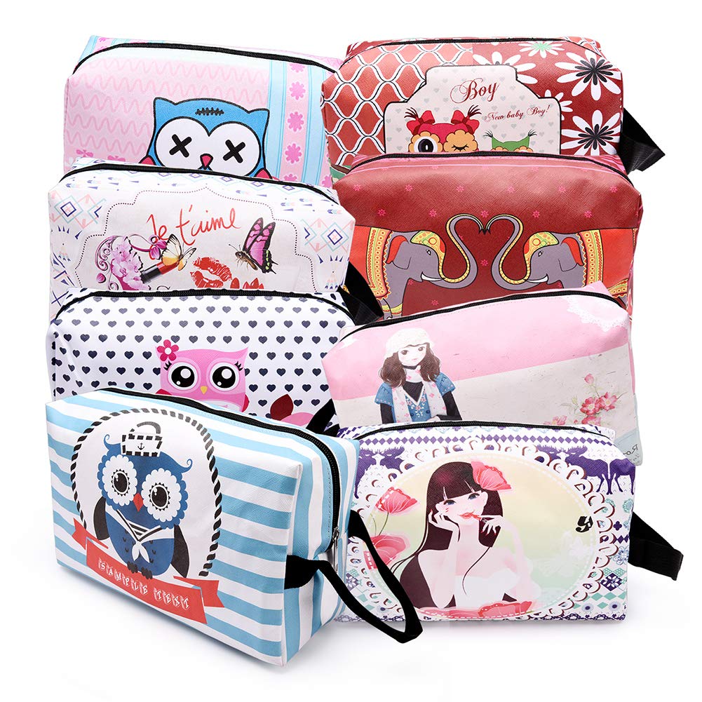 8 p c s Waterproof Fabric Cosmetic Bags Portable Travel Toiletry Pouch Makeup Organizer Clutch Bag with Zipper