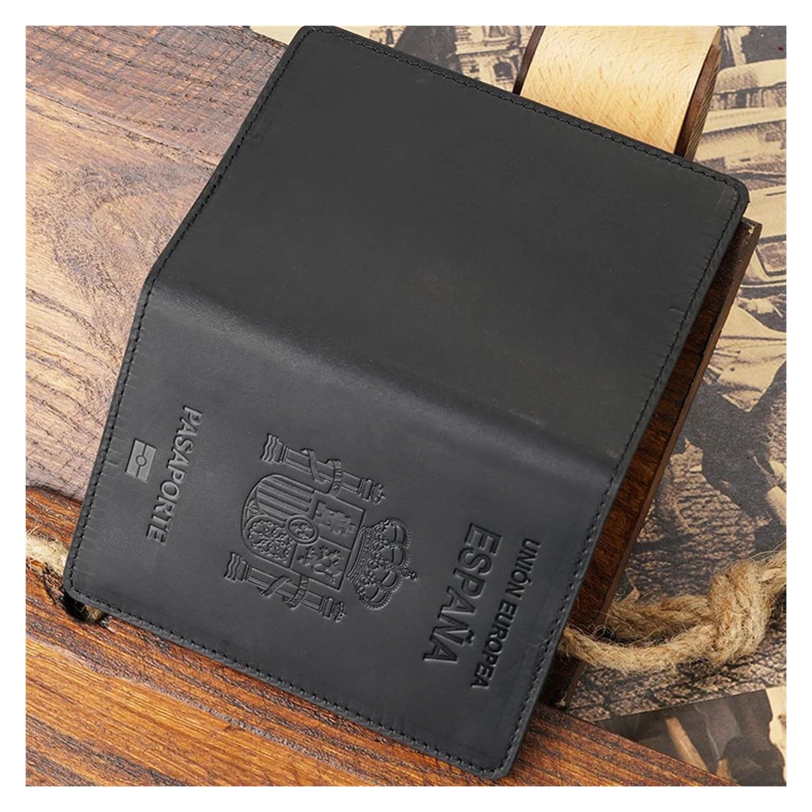 Custodia for passaporto 1 pezzo: pelle, portafoglio da viaggio d'affari, passaporto Funda unisex(Army green)