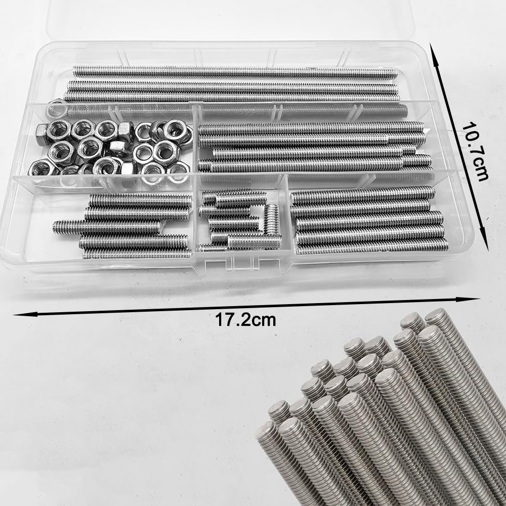Barre in acciaio inox filettatura completa M6 con dadi 60 pezzi set