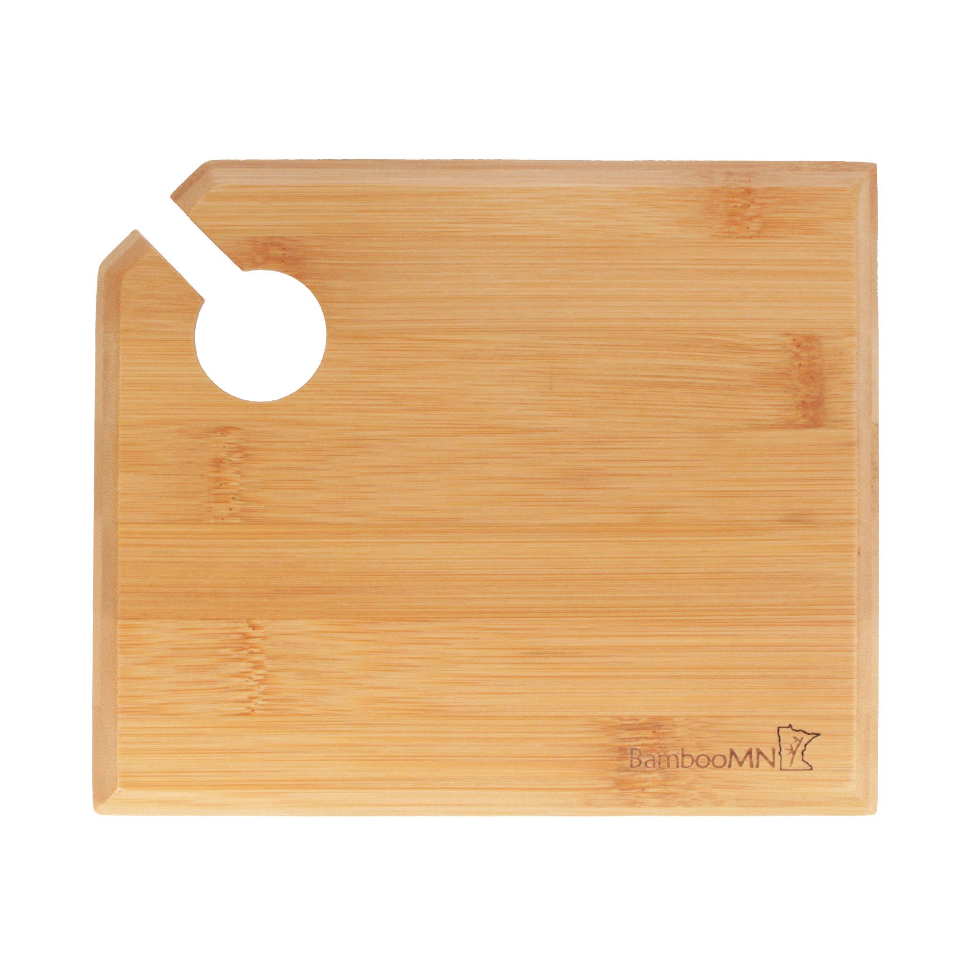 BambooMN Lot de 4 assiettes à apéritif en bambou de 17,8 x 15 cm avec support pour verre à vin