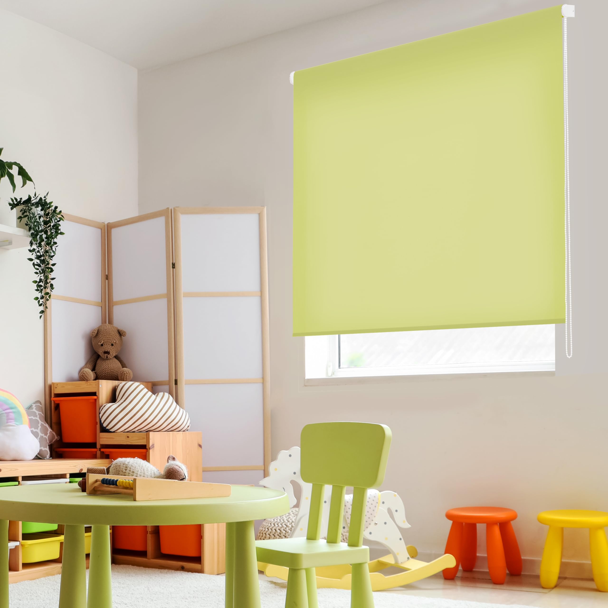 Blindecor Ara | Lichtdurchlässiges Rollo | Pistaziengrün | 100 x 250 cm (BxH) | Stoffgröße 97 x 245 cm | Rollos für fenster
