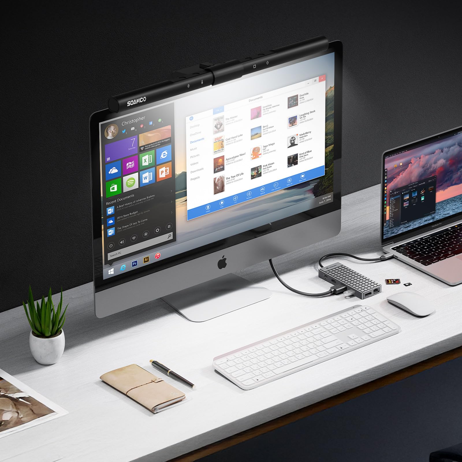 Barre lumineuse de moniteur – Lampe de moniteur d'ordinateur avec télécommande sans fil, barre d'écran USB-C, barre de lampe à gradation automatique, luminosité et température de couleur