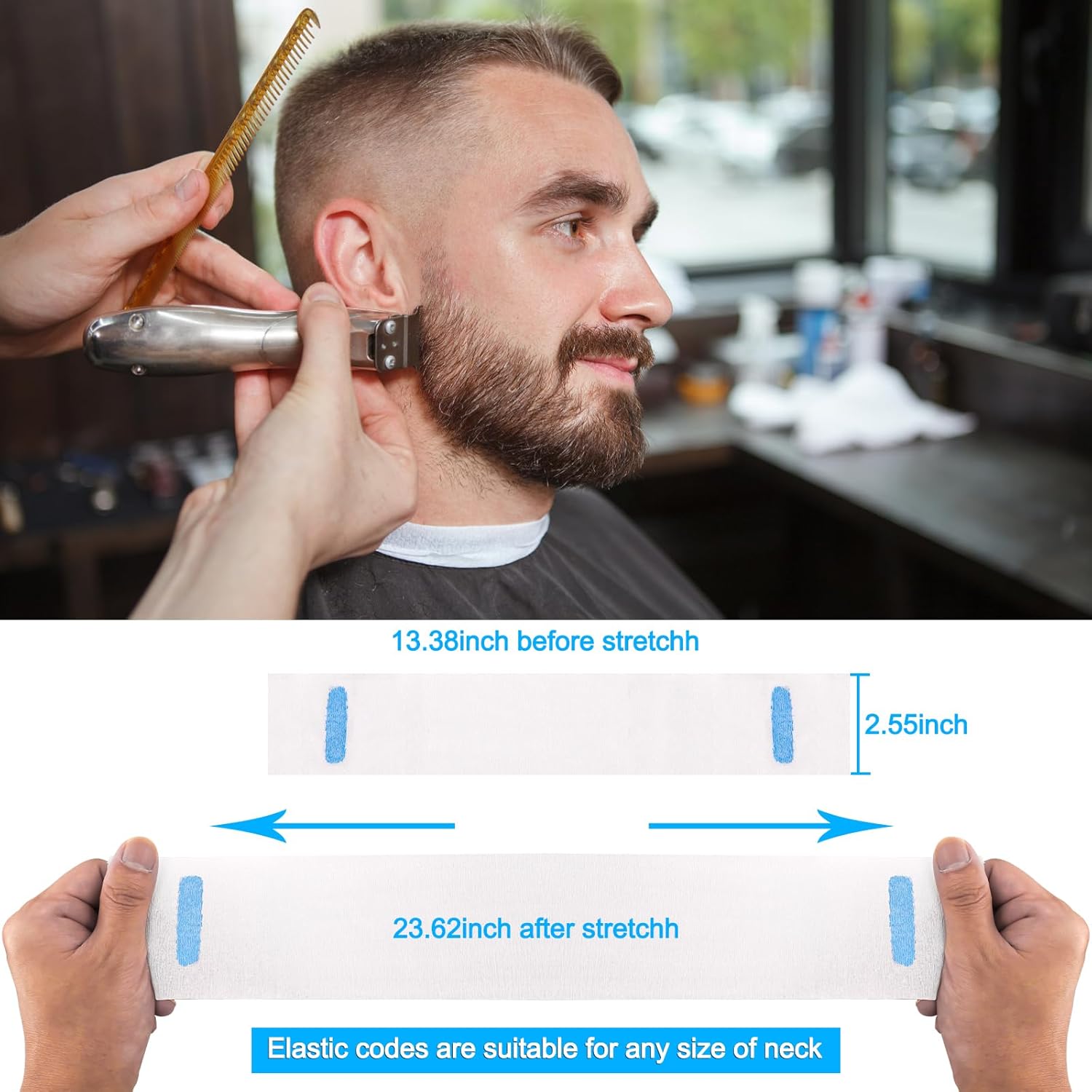 NICEMOVIC 40 Rolls Disposable Barber Paper Neck Strips Bulk Barber Accessories, Professional Barber Supplies Stretchy Paper Neck Strips for Salon Haircut Styling
