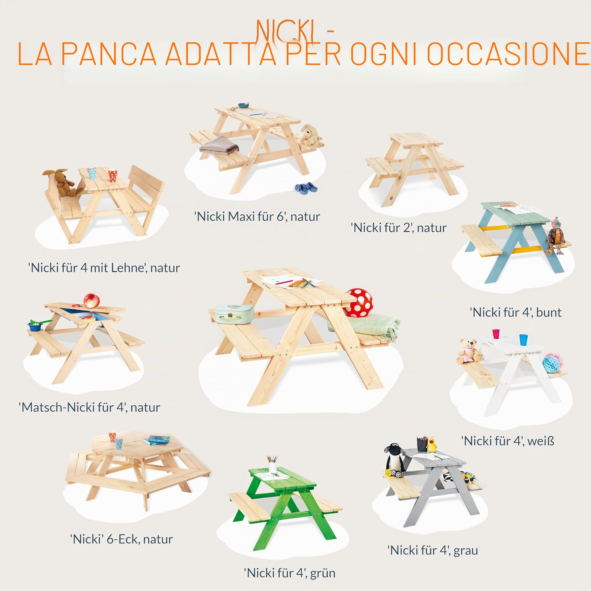 Pinolino 201611 Set di seggiolini per bambini «Nicki for 4', bianco