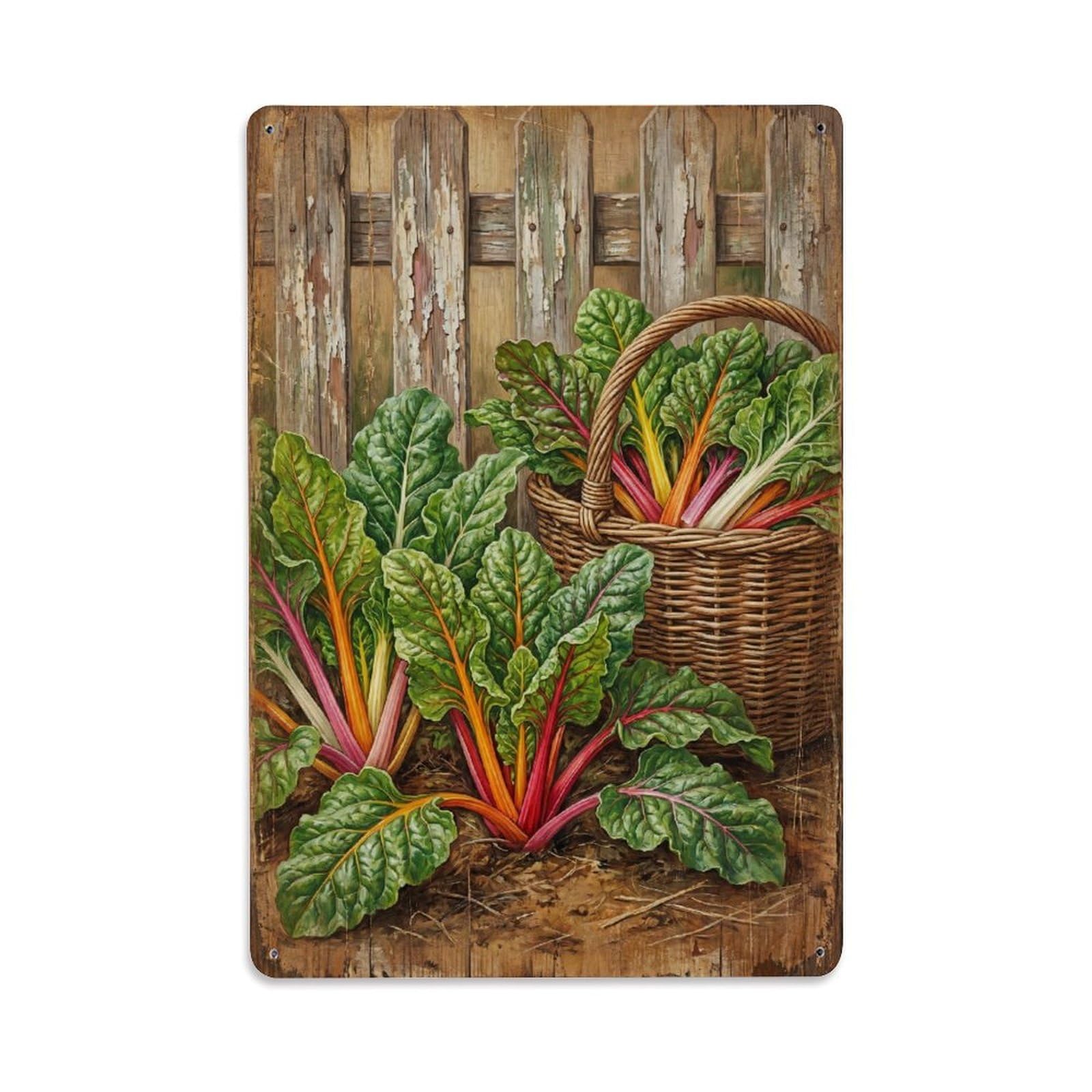 Swiss Chard Garden Colorful Leafy Vegetable Countryside Vintage Metal Tin Sign Plaque Wall Decor for Cafe, Club, Garden Metal Poster 8x12Inch