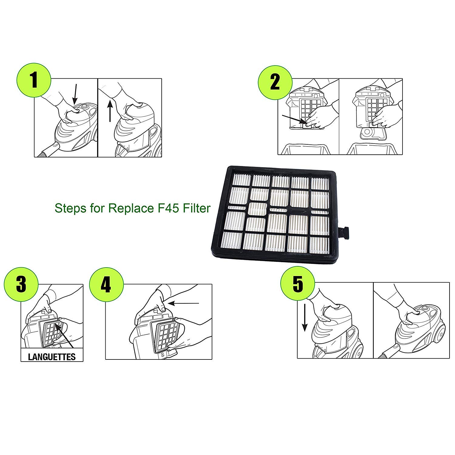 Dirt Devil F45 Filters - 2 Pack Replacement -6 Dirt Devil F45 Filters - 2 Pack Replacement -6