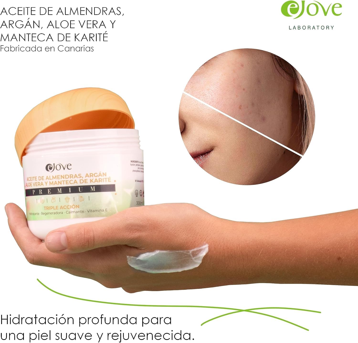Ejove - Krem nawilżający do twarzy i ciała dla kobiet - Organiczne czyste masło shea - Aloes Vera - Olejek migdałowy - Arganowy - Krem przeciwstresowy - Masło Shea z witaminą E