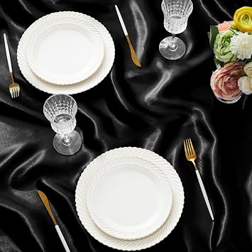 P Pothuiny 2 Pack Black Satin Square Tablecloth 54 x 54 Inches