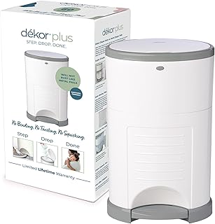 Dekor Plus Hands-Free Diaper Pail | White | Easiest to Use | Just Step – Drop – Done | Doesn’t Absorb Odors | 20 Second Ba...