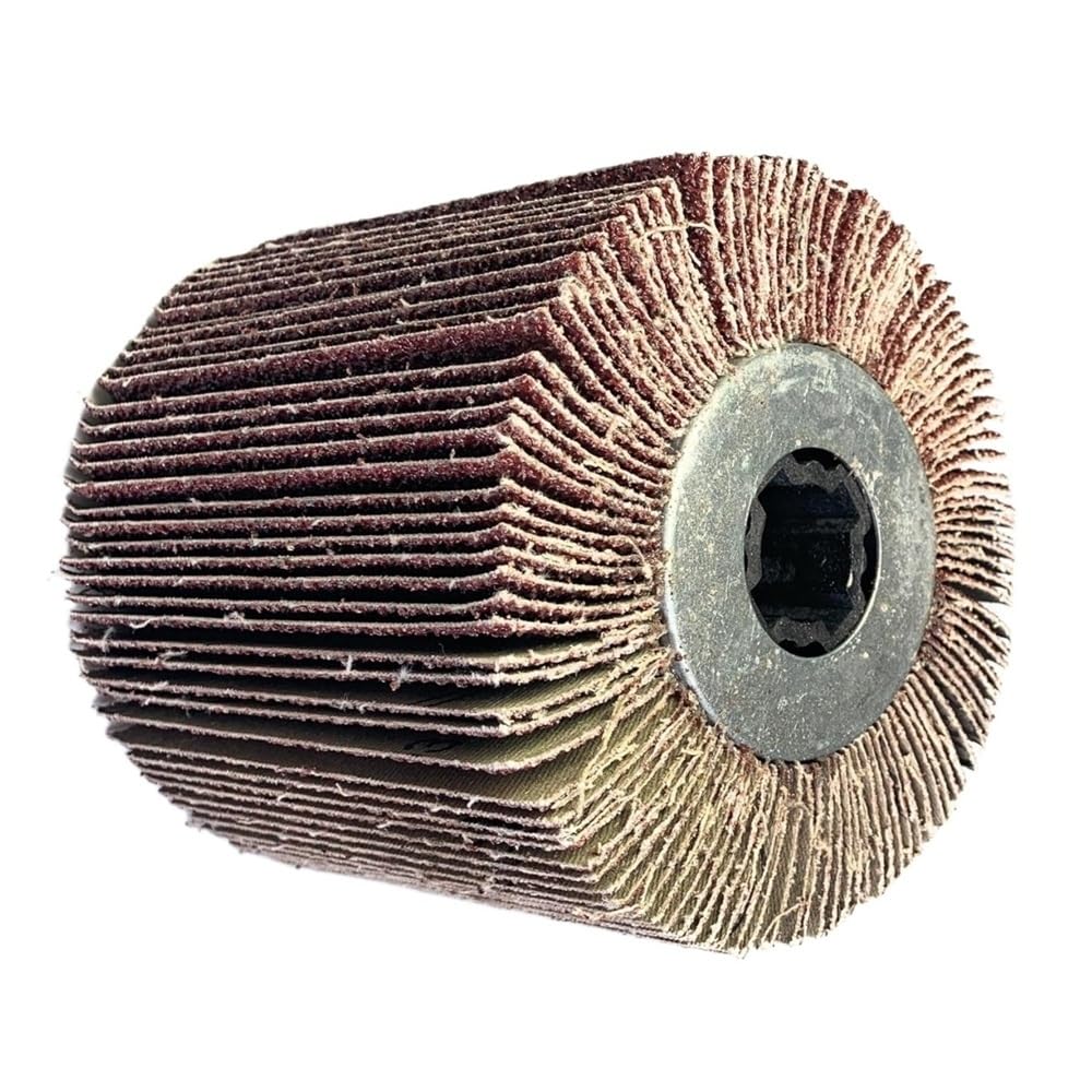 Rueda de bruñido con trefilado Rueda de lija 120 x 100 19 mm, rueda aletas abrasivas grano 60/80/120/180/240/320 for pulidora(60)