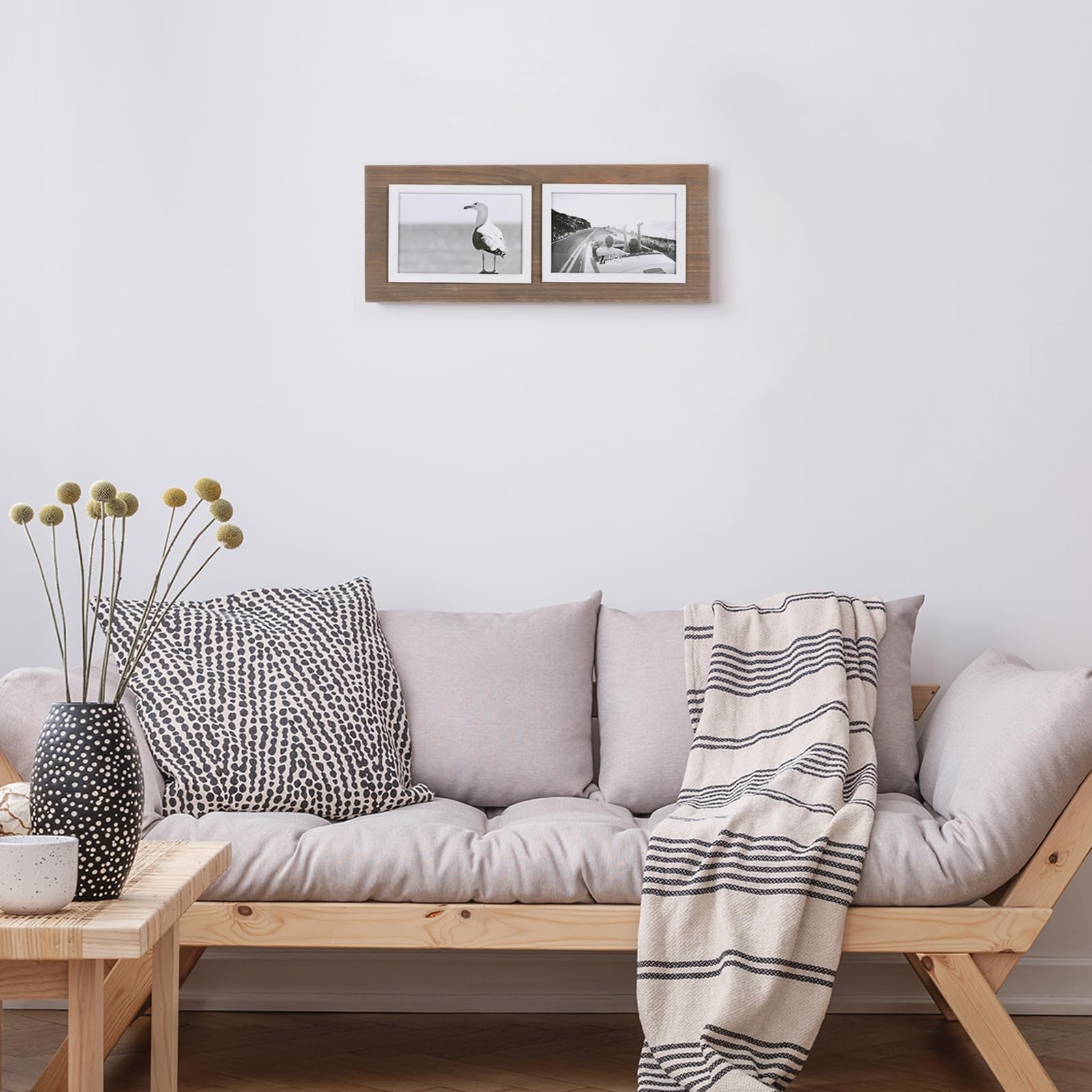 UMICAL 4x6 Picture Frame 2-Opening Solid Wood Collage Picture Frames Vintage Style Distressed Photo Frames with Real Glass for Table Top Stand or Wall Hanging