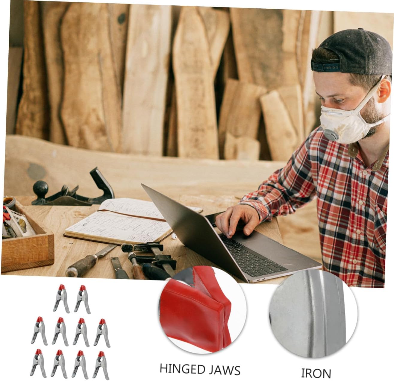 jojofuny 10pcs Heavy Duty Shaped Spring Clips for Woodworking Carpentry Clamps for Crafts and Photography Design for Secure Fixing and Easy Use