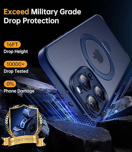 Miniatura 7 de JUESHITUO Funda para iPhone 15 ProMax con soporte magnético protección completa de la cámara compatible con MagSafe grado mil, a prueba de golpes,