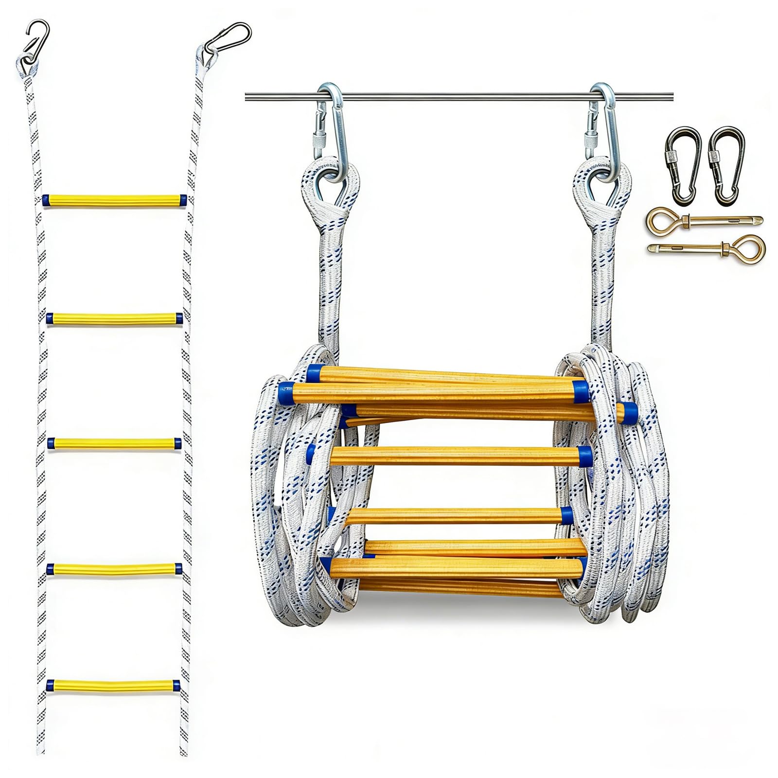 Escalera de escape de incendios, escalera de cuerda de emergencia, escalera de agilidad portátil para uso doméstico, escalera plegable de seguridad contra incendios, sistema de rescate de escape de