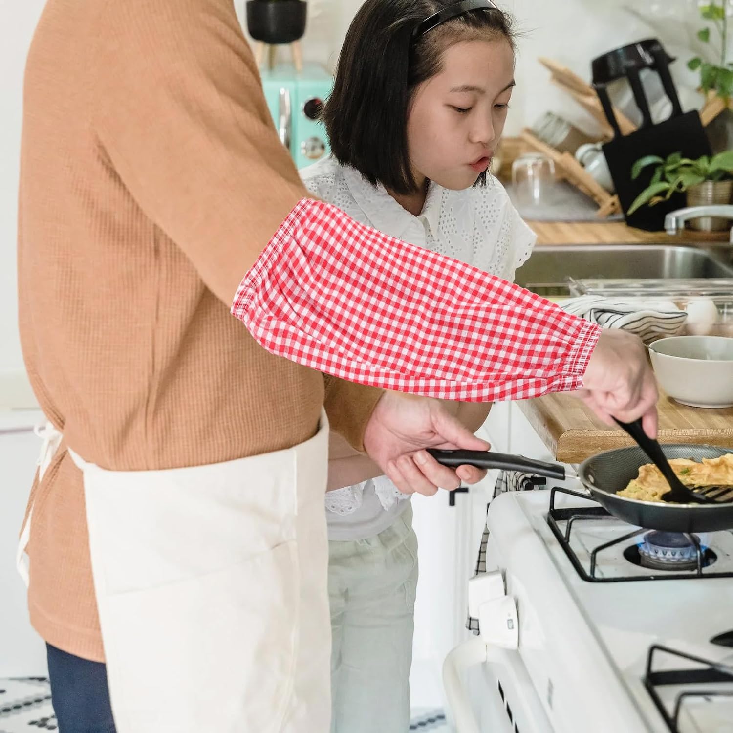 ABOOFAN 3 Pairs Plaid Cleaning Oversleeves Oilproof Arm Sleeves for Women Protective Sleeve Protectors Kitchen Gardening Painting Office Factory Use