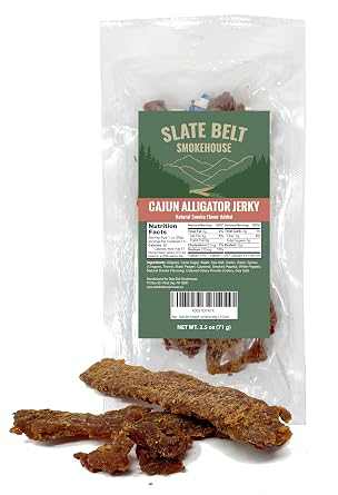 Slate Belt Smokehouse Cajun Alligator Jerky for Humans, Gator Jerky, Alligator Meat Jerky 2.5 Ounce