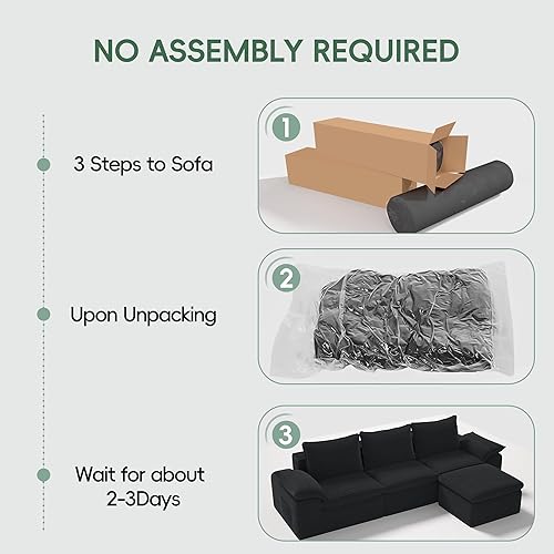 Miniatura 9 de Sofás seccionales de 104 pulgadas para sala de estar, sofá modular en forma de L con diván, sofás de pana sin hueso con asiento profundo, sofá