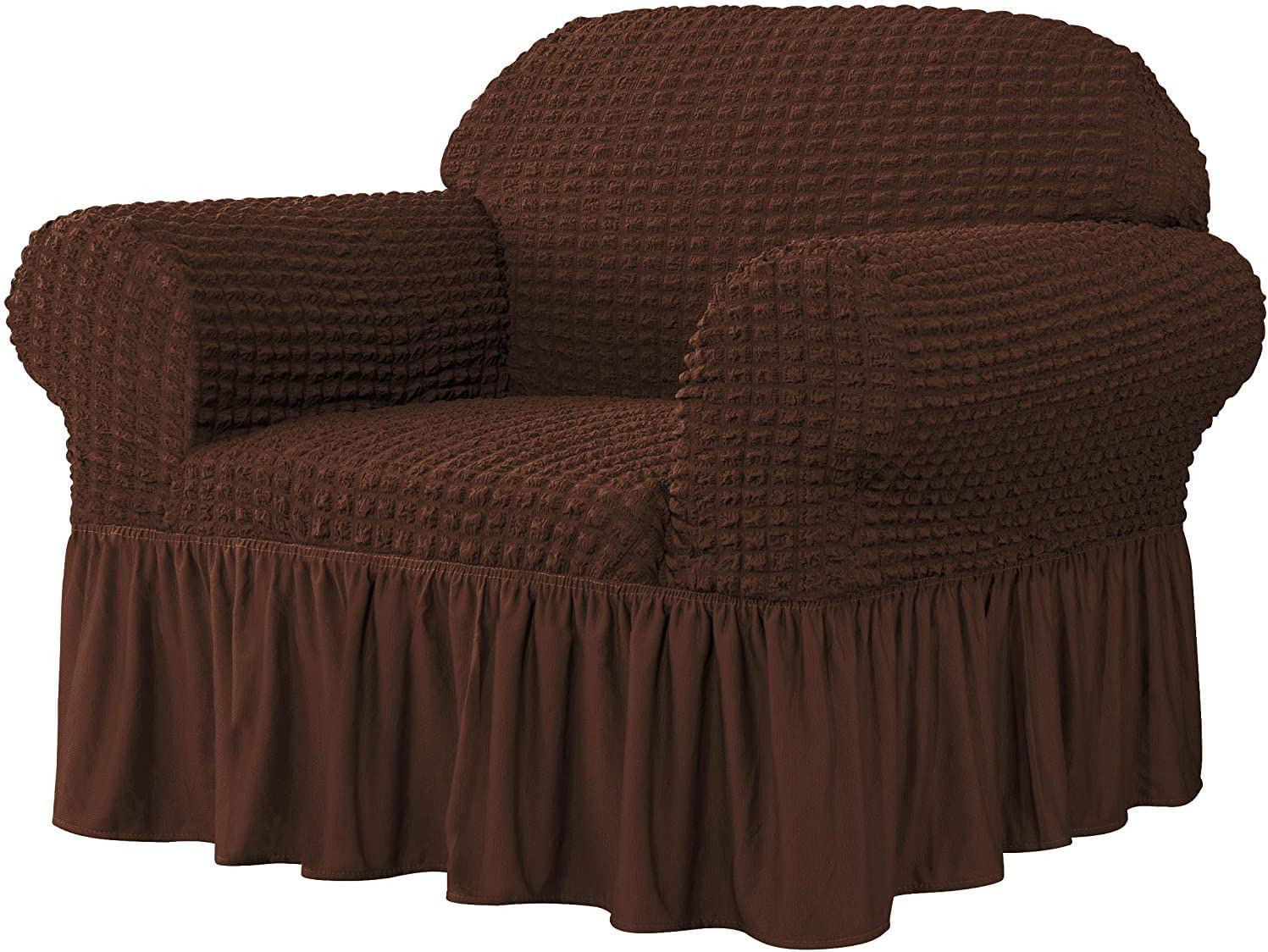 Housse de canapé seersucker extensible pour rénover un fauteuil usé 1 place