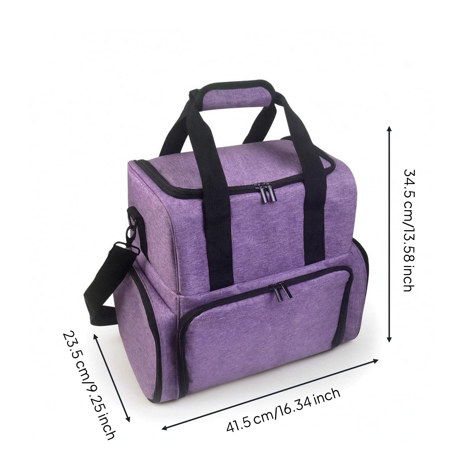 MERIGLARE Nagellack Organizer Tasche Aufbewahrung Koffer Etui mit Schultergurt Tragegriff Seitengriffen Und Herausnehmbarer Trennwand aus Nylon für Unterwegs, Array, Lila, 41.5x23.5x34.5cm