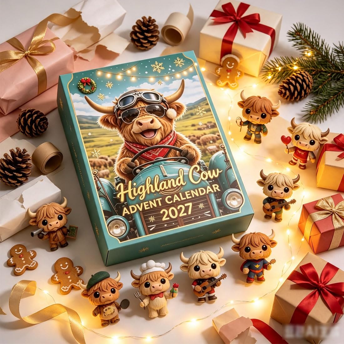 Calendario De Adviento De Vacas De Las Tierras Altas 2027 (2pcs) | Caja Adviento: 24 Figuras 3d Vacas Tierras Altas Hechas A Mano. Decora Hogar, Escritorio Y áRbol NavideñO