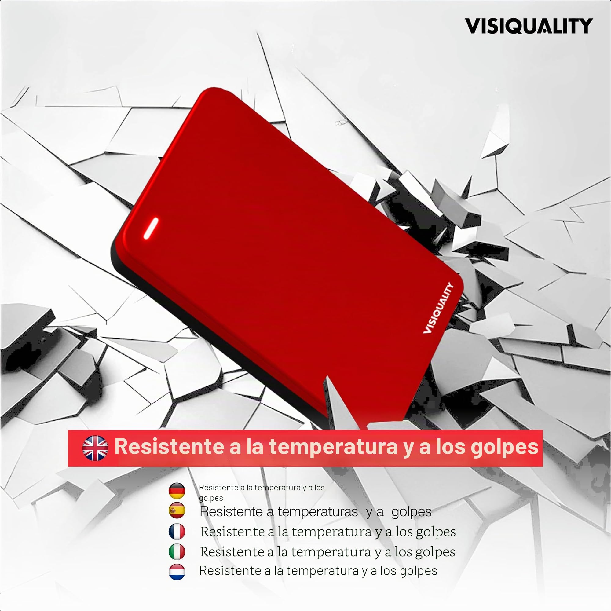 Disco Duro Externo de Alta Velocidad de 1 TB, USB 3.0, Compatible con Windows y Mac, Plug & Play, Compatible con Consolas de Juegos, Compacto, (Rojo)