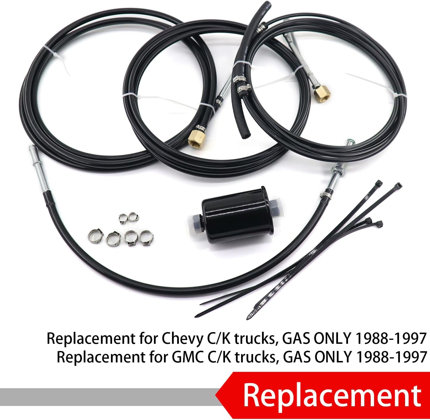 NFR0013 Nylon Fuel Line Replacement Kit Compatible With 1988 1989 1990 1991 1992 1993 1994 1995 1996 1997 Chevrolet GMC Gas Trucks