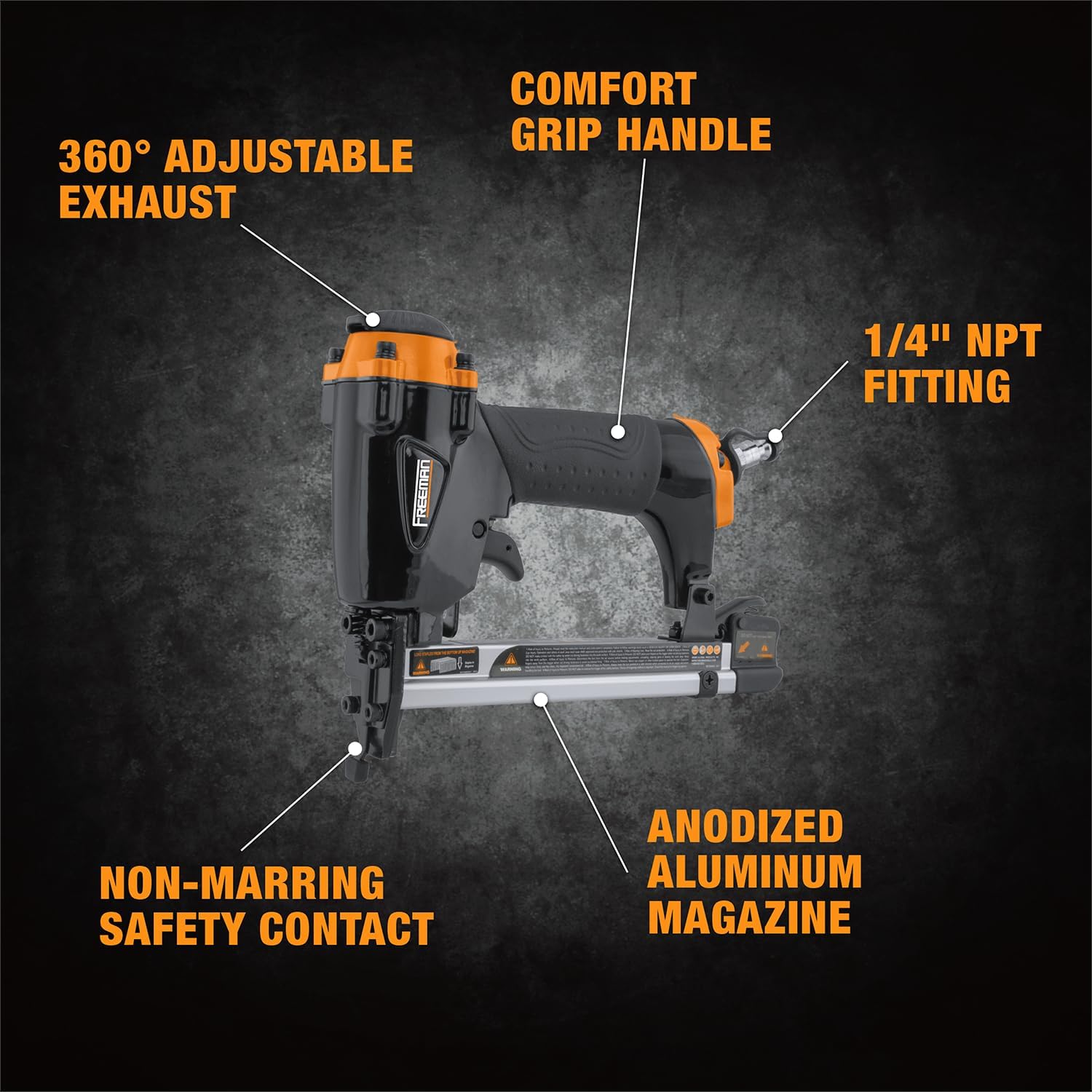 Freeman PFWS Pneumatic 20-Gauge 9/16" Fine Wire Stapler with Belt Hook – Compatible with Arrow® T50® Staples