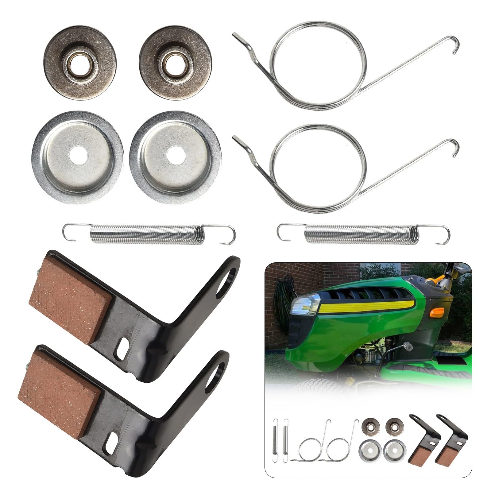 2 set GY21943B Kit pastiglie freno GX20515 fermo GX20494 molle GX23240 boccole ponte e molle di tensione GX10120 per John-Deere