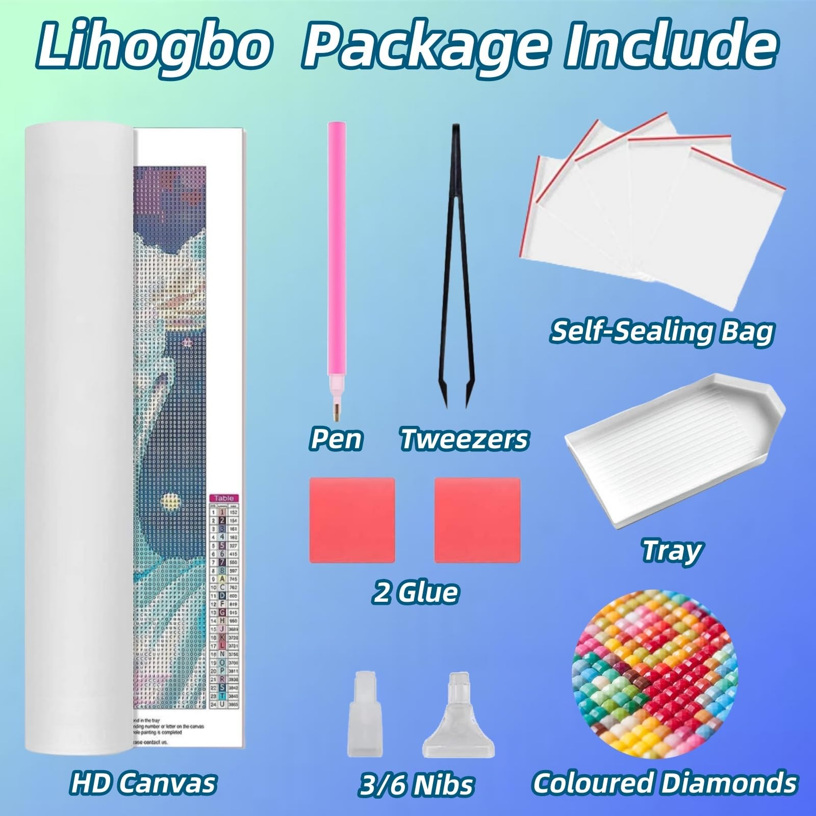 Lihogbo 5D DIY Diamond Painting Kit - Tartaruga Marina 25x50cm, Tela HD Con Adesivo, Perline In Resina, Strass Per Adulti E Bambini, Decorazione Casa Fai Da Te
