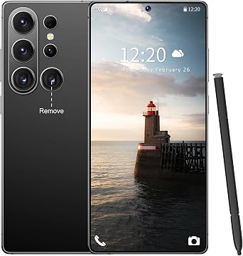 Huness S26 Ultra Unlocked Phone,Built in Pen The Phone,Cell Phone Battery 7000mAh 6.99" HD Screen,Android 15 16+512GB Smartphone,Dual SIM/5G/Face ID/Fingerprint Lock/GPS Black, 16+512G