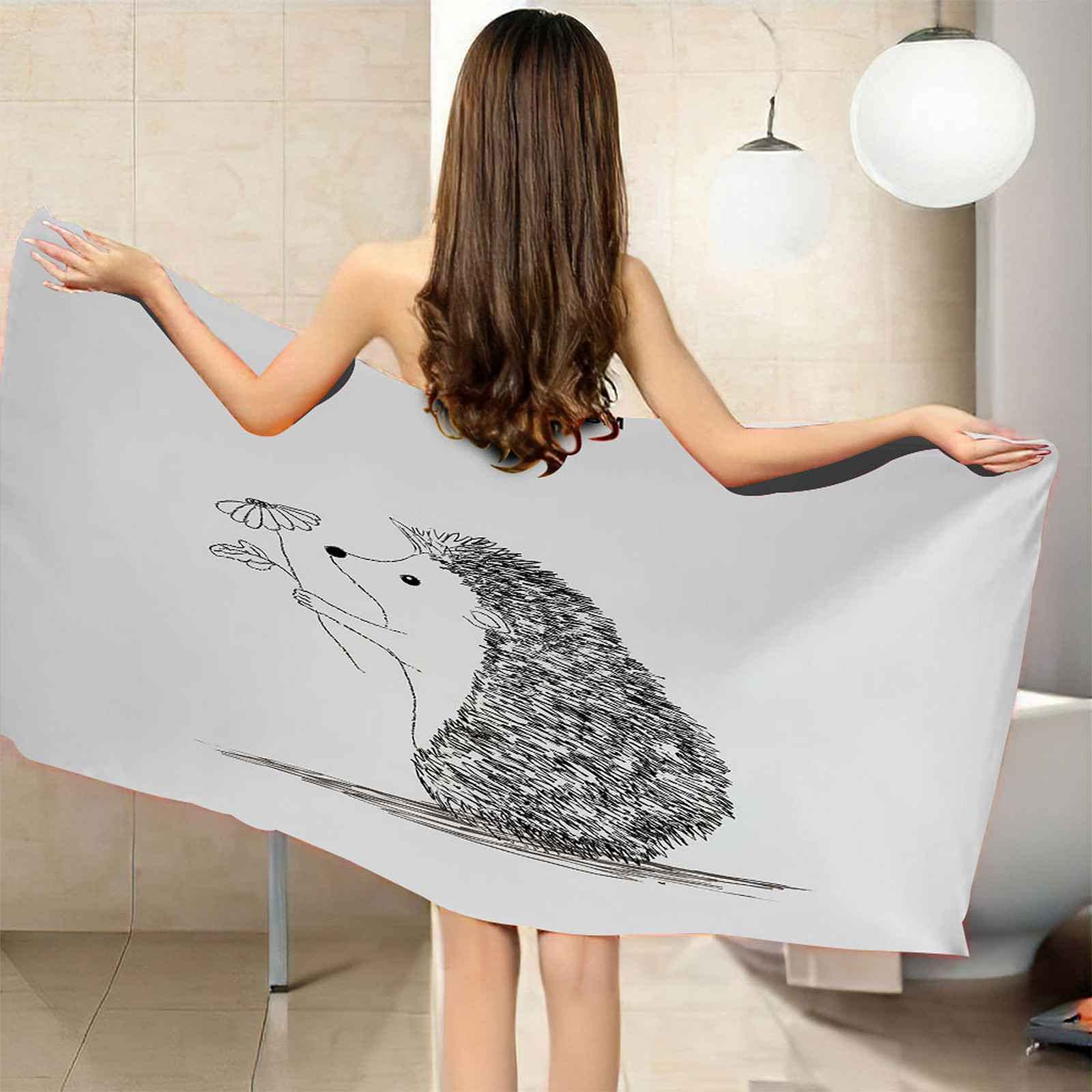Telo Mare Bambino 3D Stampa Microfibra Antisabbia Riccio Di Pittura In Bianco E Nero Asciugamano Da Spiaggia Grande xl xxl Per Adulti Uomo Donna Telo Da Bagno Nuoto Spa Prendere Il Sole 150x200c