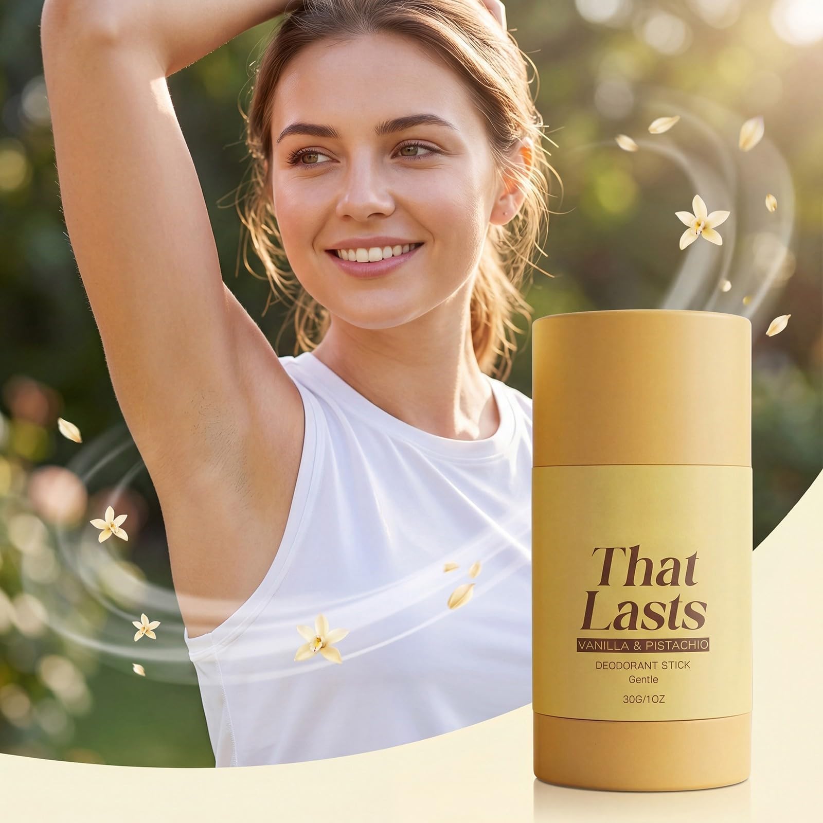 Déodorant Anti-transpirant Roll-on pour les aisselles – Stick parfumé Vanille & Pistache – Protection douce et durable contre les odeurs – Efficacité toute la journée