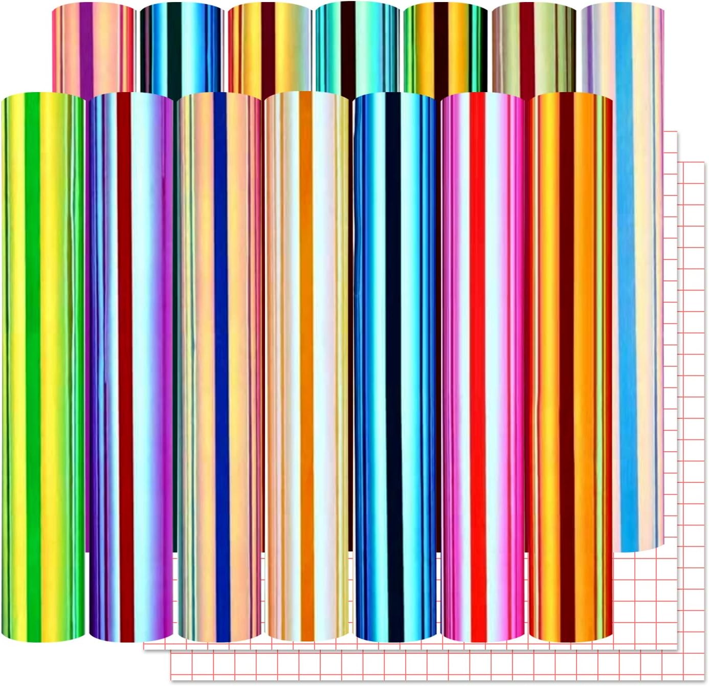 16 Pack Holographic Vinyl Set for Cutting Machine - 12" x 12" Permanent Holographic Vinyl Sheets for Decor Sticker, Party Decoration, Car Decal