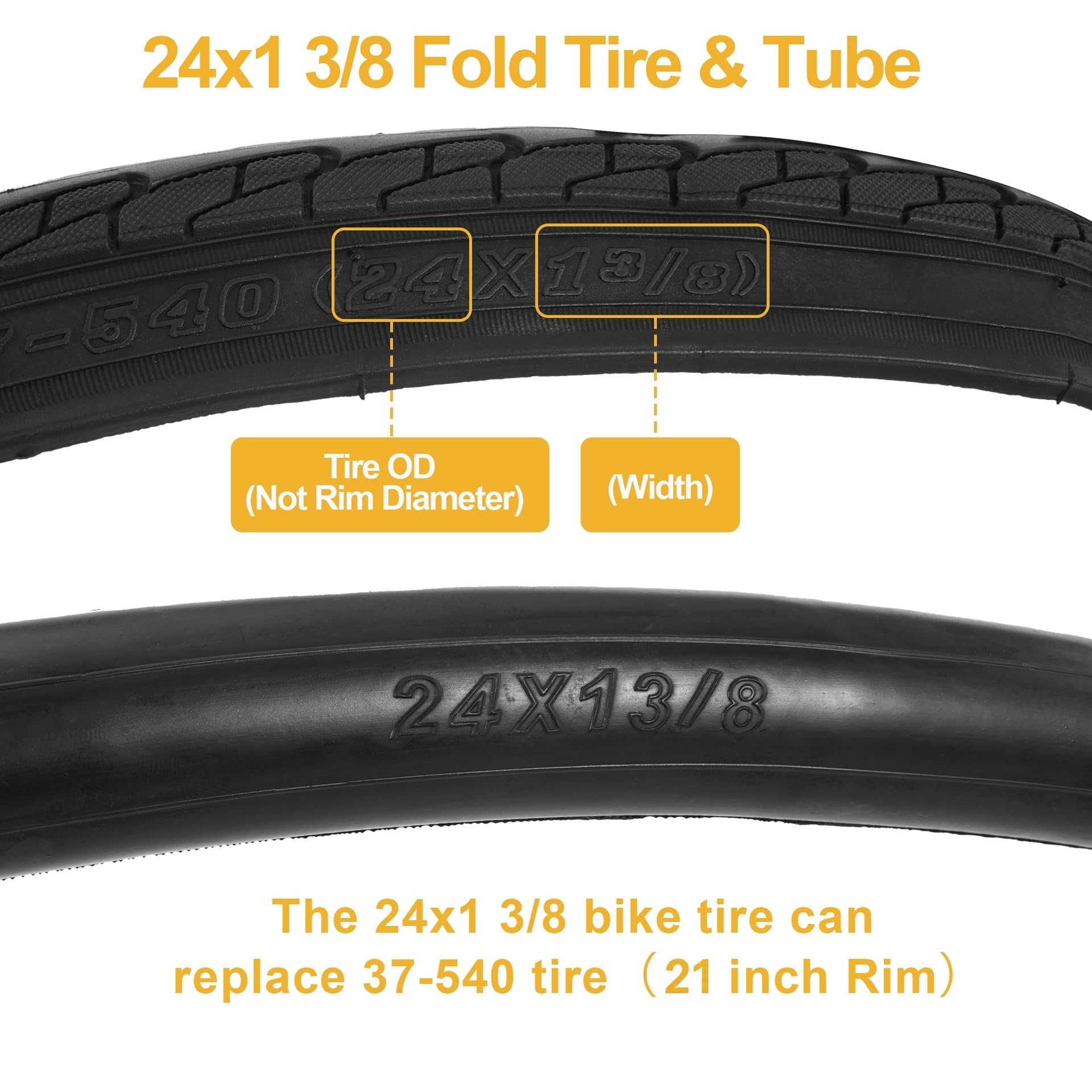 2 Sätze 24x1 3/8 fahrradreifen und Schläuche, für 21-Zoll-Felgen