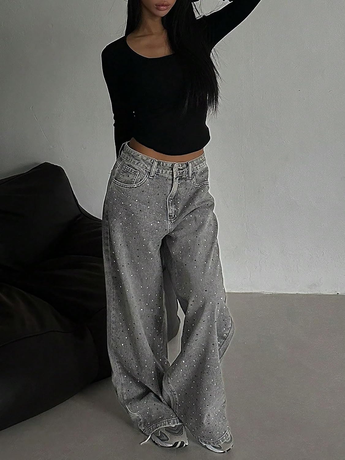 Baggy Jeans Women, Denim Pants, for Jeans Sequin