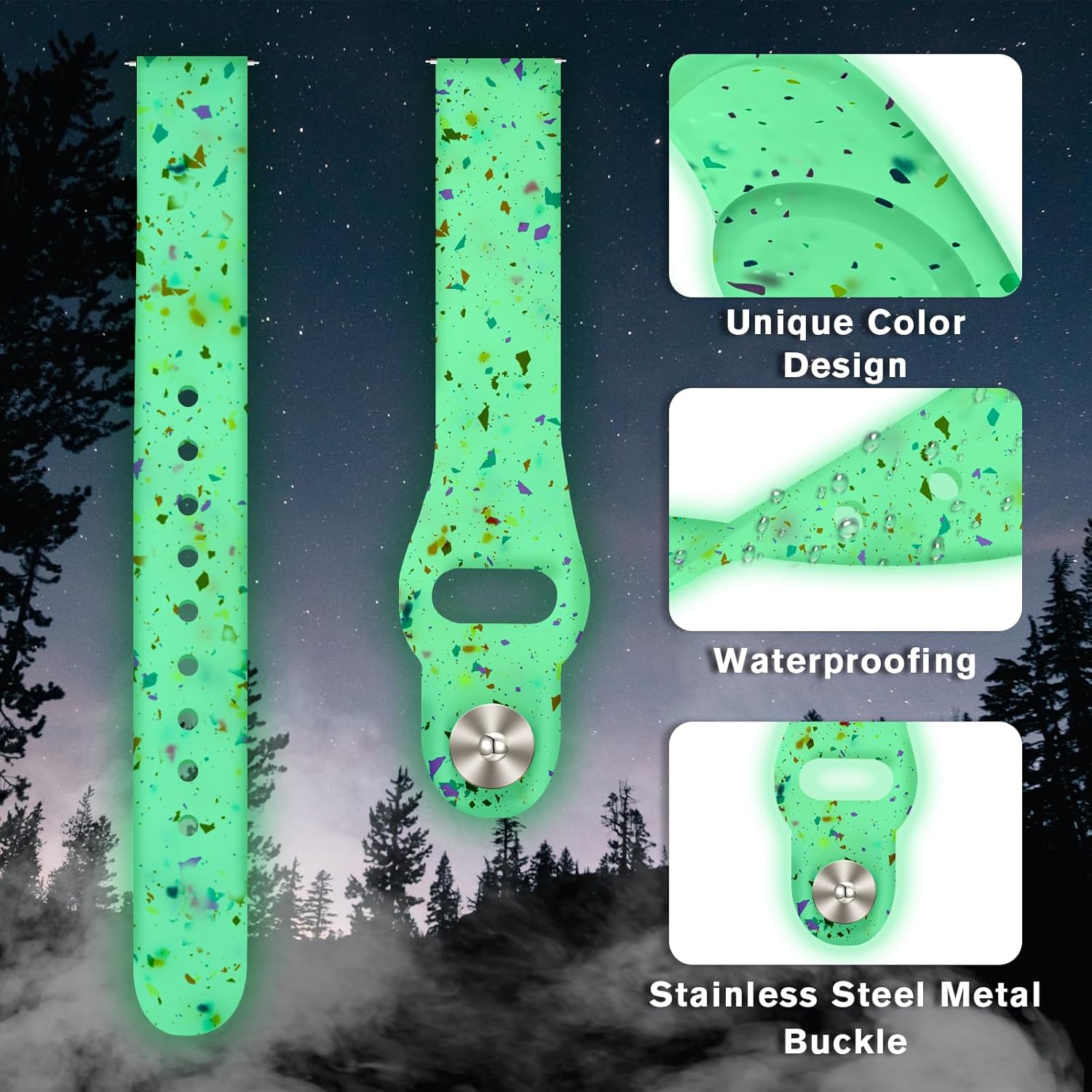 Bands Compatible for Samsung Galaxy Watch 7/FE/6/5/4 40mm 44mm/Watch 6 Classic 43mm 47mm/Watch 5 Pro 45mm/Watch 4 Classic 42mm 46mm, 20mm Soft Silicone Sports Replacement Strap Women Men - Image 5