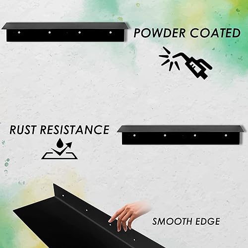 Miniatura 5 de SIMOND STORE 1 estante flotante Estante de consola de TV resistente montado en la pared, negro (24 x 8 x 2.5 pulgadas)