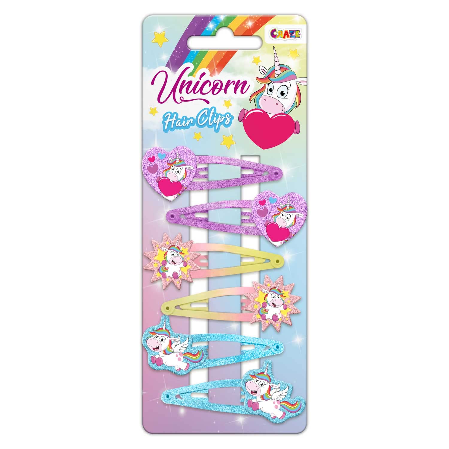 CRAZE Akcesoria Unicorn Hair Clips zestaw 6 spinek do włosów biżuteria dla dziewcząt ze słodkimi motywami jednorożca 36563