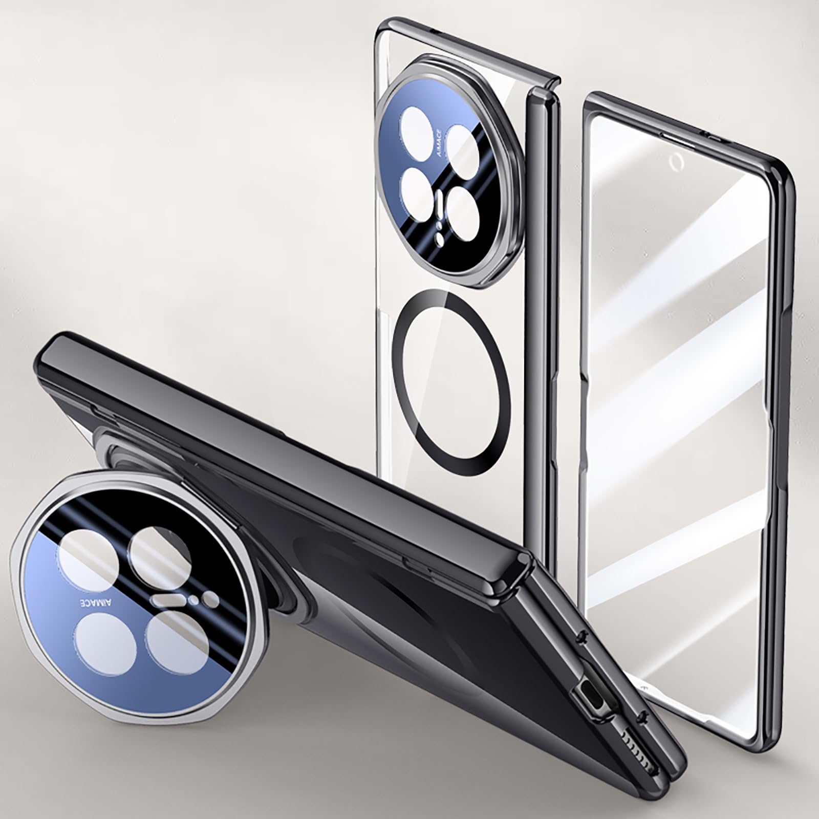 Coque Honor Magic V6 pour eviter les rayures de charniere avec style noir - 8