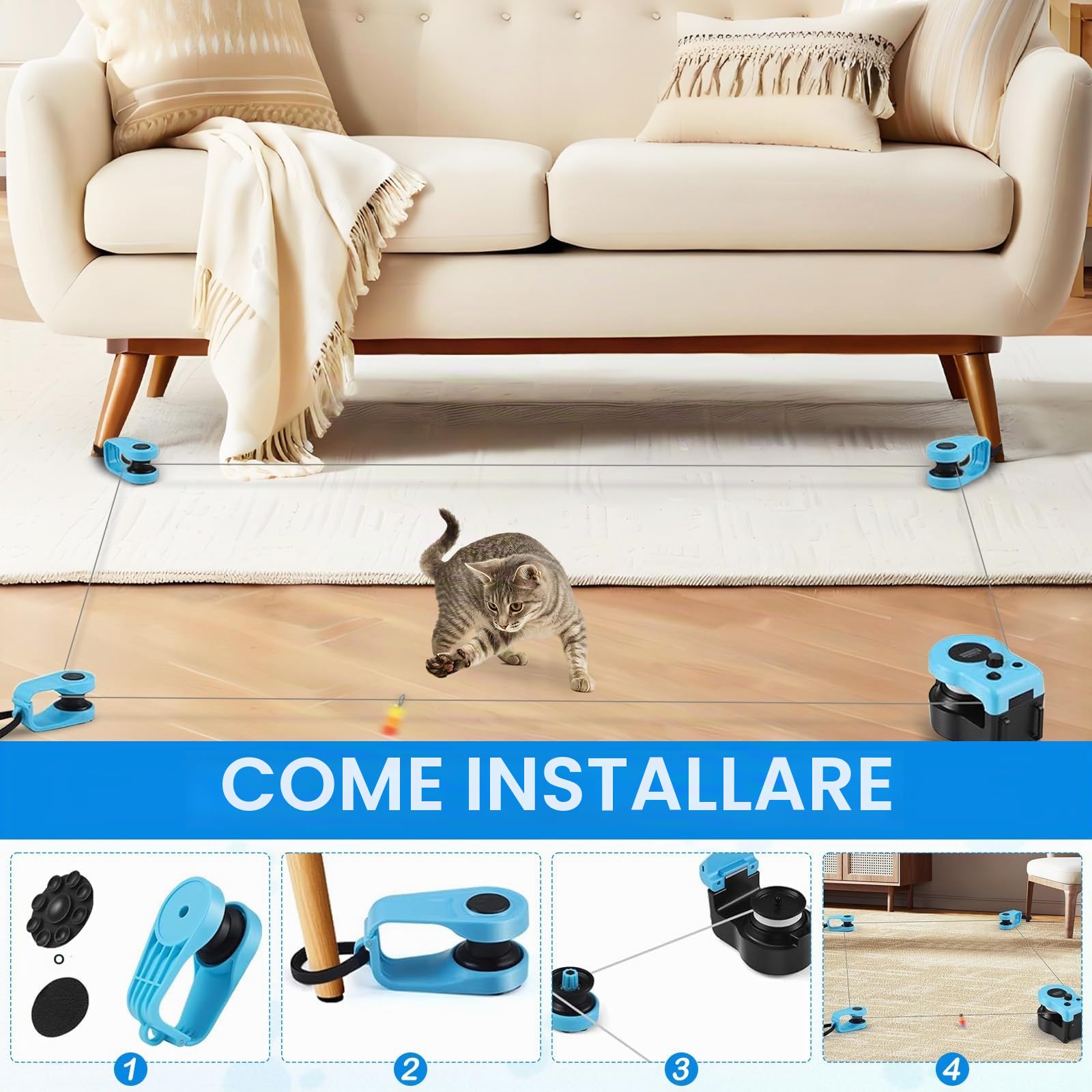 Giocattolo Per Gatti, Giocattolo Elettrico Ricaricabile Per Gatti Set Di Giochi Interattivi Intelligenti Automatico/Telecomandato Velocità Regolabile Con batterie ricaricabili da 2000 mAh