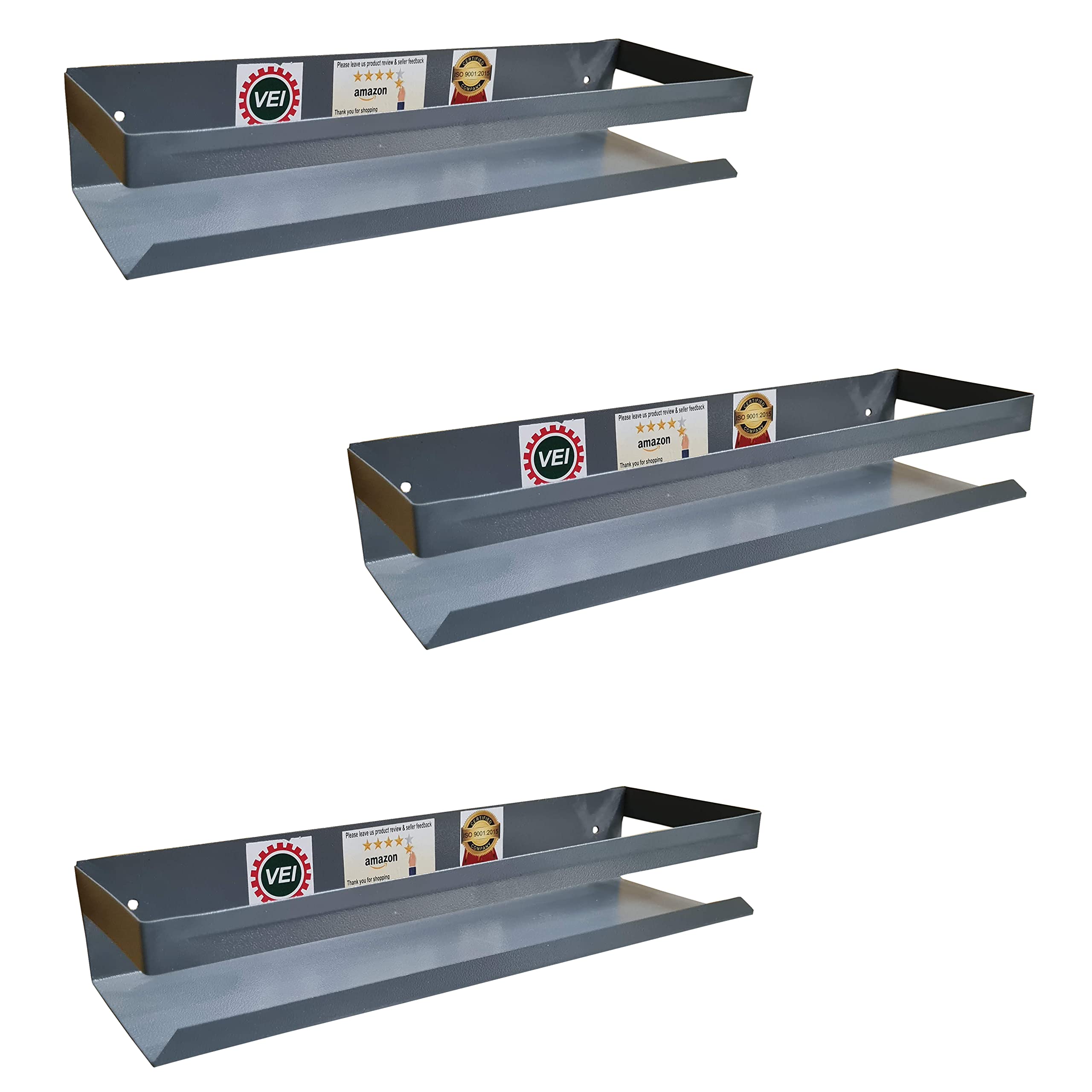 VEI Multipurpose Decorative Wall Mount Shelf, Bathroom Self - Kitchen Shelf - Medicine Shelf - ISI Steel; Set of (3)