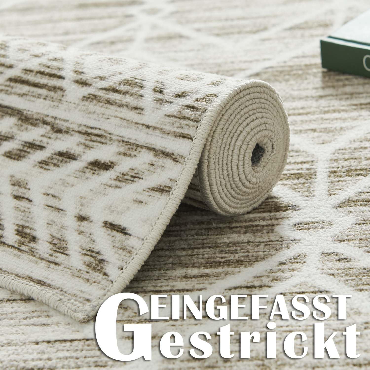 TOPICK Teppich Waschbar Boho Eingangsbereich Marokkanischer Niedrigfloriger Geometrischer Fleckenabweisend, rutschfest Ultradünner für Küche Schlafzimmer Bauernhaus Badezimmer Tür 120x180(cm) Braun