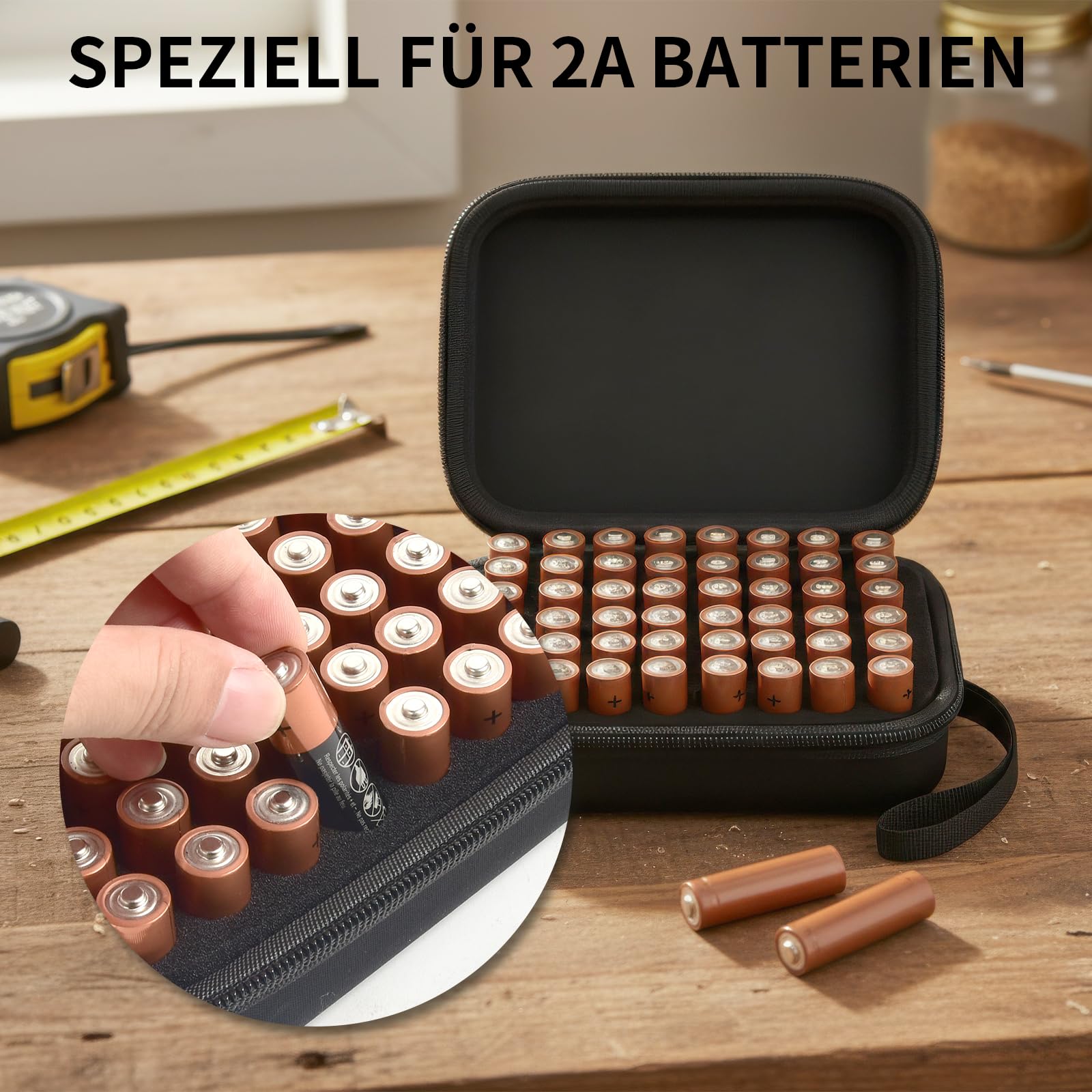 Boobowl Harte Batterie Aufbewahrungsbox ragekoffer - Für 48 AA-Batterien [Ohne Tester und Zubehör]